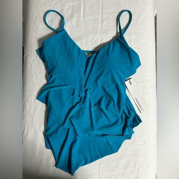 MAGICSUIT by Miriclesuit Rita Tankini Top Blue Pacific 10 Slimming Ruffles - Picture 7 of 14